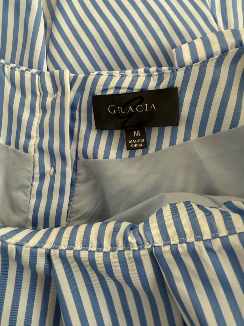 Garcia Blue & White Striped Off-Shoulder/on shoulder Ruffle structured blouse - Picture 7 of 11